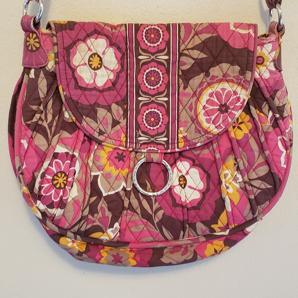 Vera Bradley Pink and Brown Floral Shoulder Bag